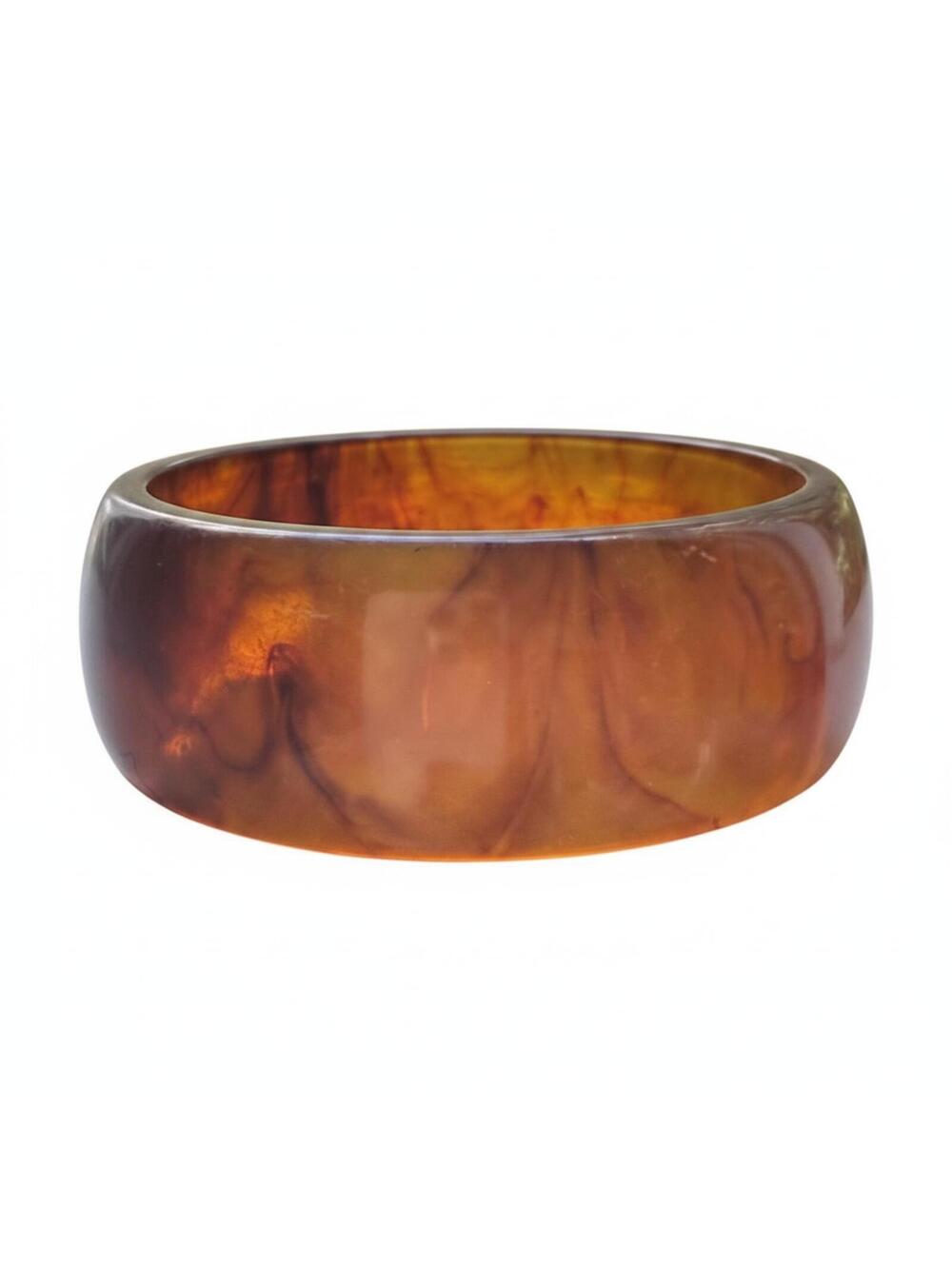 BAKELITE Vintage Amber Rootbeer Brown Wide Bangle Bracelet